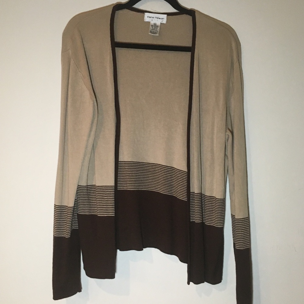 Tan and Brown Medium Weight Cardigan